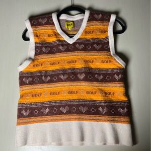 GOLF Knit Sweater Vest – Retro Fair Isle Print – Unisex Size XL – Vintage